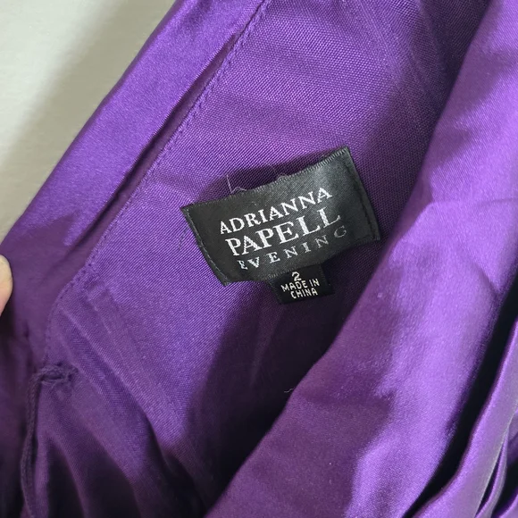 Adrianna Papell Purple One-Shoulder  Ruched Evening Dress Size 2 Party Glam Chic - Picture 8 of 10